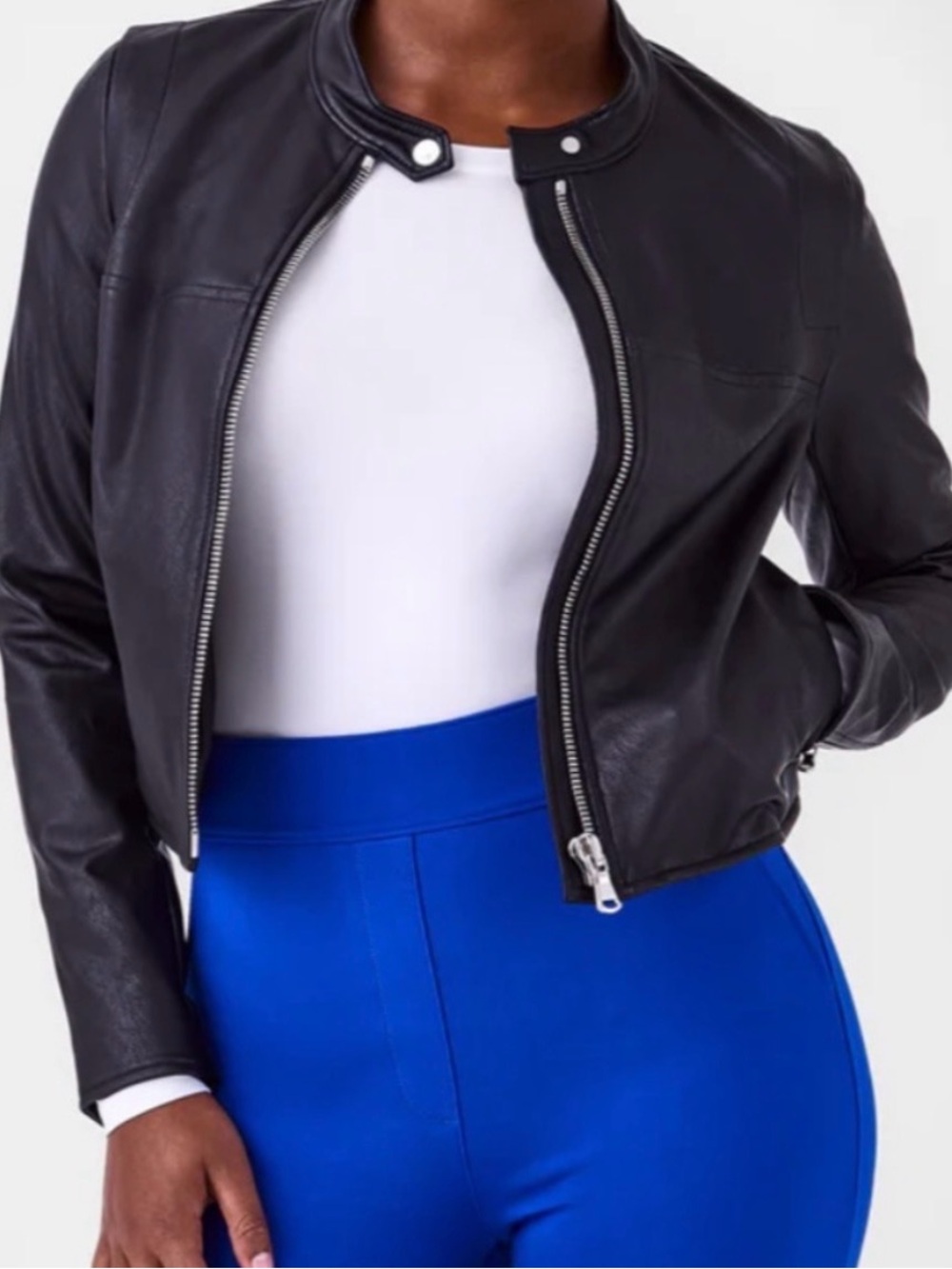 NWOT Black Spanx Faux Leather Moto Jacket Size 3X